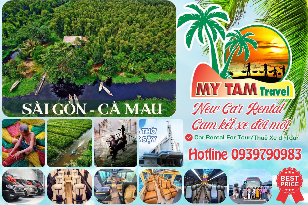Car rental to Ca Mau Cape 4-7-16-29-45c Limousine 9-11-15-18-28c