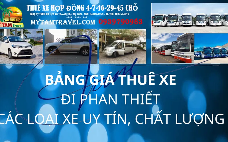 Price list of car rentals in Saigon Phan Thiet