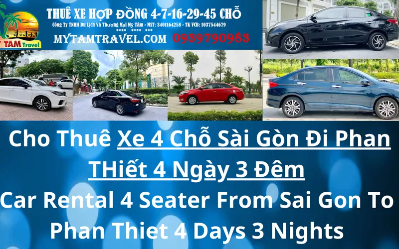 Price list of 4-seat car from Saigon to Phan Thiet 4 days 3 nights