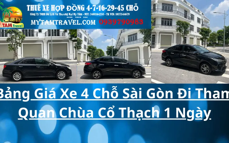 Price list for 4-seat car in Saigon to visit Co Thach Pagoda in 1 day