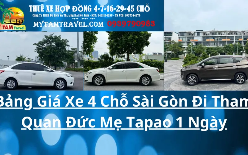 Price list for 4-seat car in Saigon to visit Our Lady of Tapao for 1 day