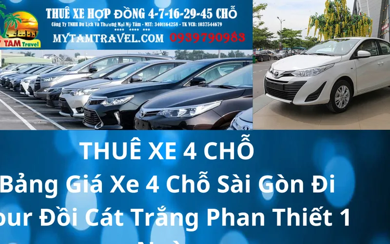 Bảng Giá Xe 4 Chỗ Sài Gòn Đi tour Đồi Cát Trắng Phan Thiết 1 Ngày