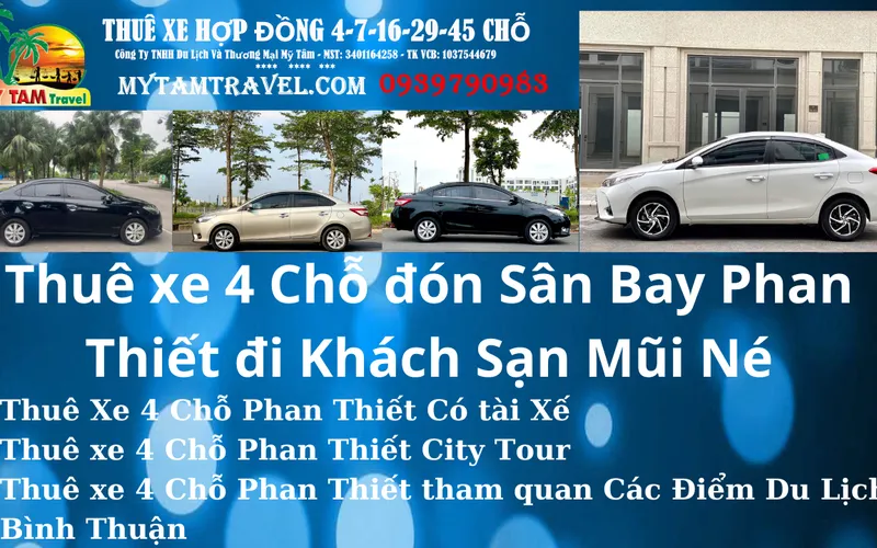 Rent a 4-seat car from Phan Thiet Airport to Mui Ne Hotel