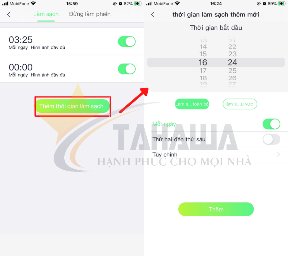 Đặt lịch làm việc trên robot hút bụi lau nhà Tahawa Nhật Bản TH-06Plus Đặt lịch làm việc trên robot hút bụi lau nhà Tahawa Nhật Bản TH-06Plus