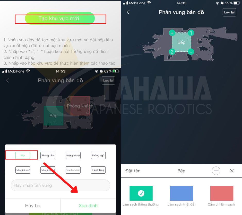 Phân vùng làm việc trên robot hút bụi lau nhà Tahawa Nhật Bản TH-06Plus Phân vùng làm việc trên robot hút bụi lau nhà Tahawa Nhật Bản TH-06Plus