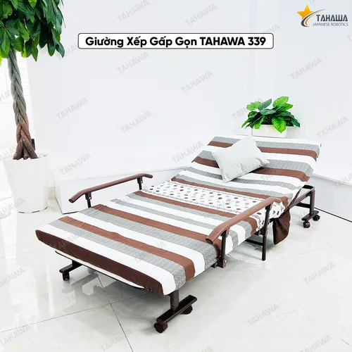 Giường nệm xếp gọn kiểu dáng Hàn Quốc TAHAWA TH-339A, rộng 90cm