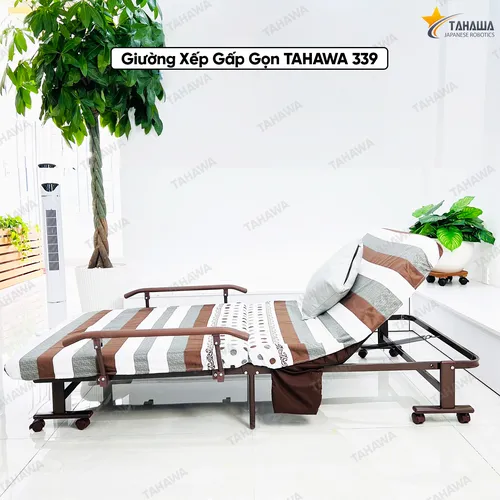 Giường nệm xếp gọn kiểu dáng Hàn Quốc TAHAWA TH-339A, rộng 90cm