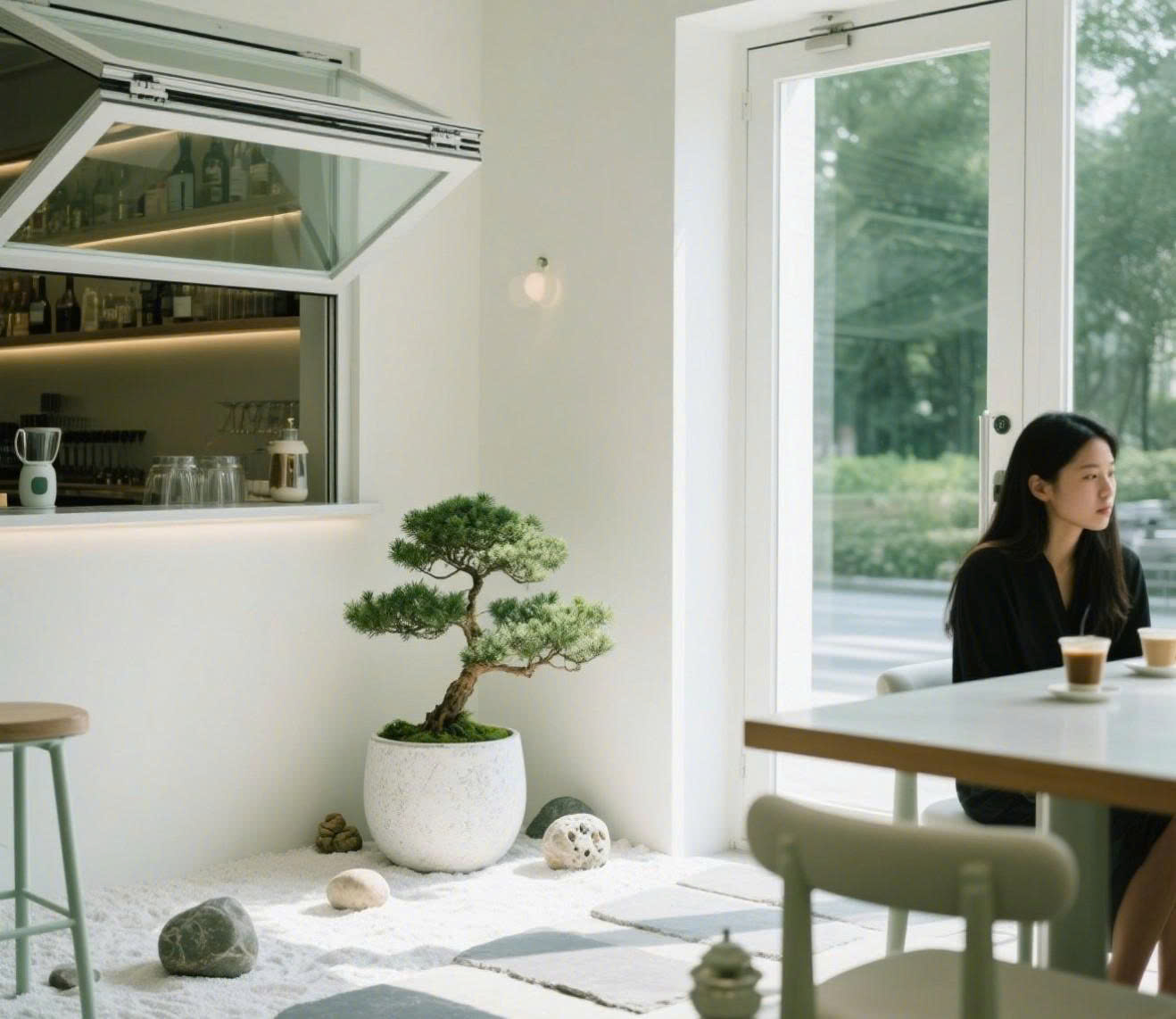 cát trắng trang trí quán café