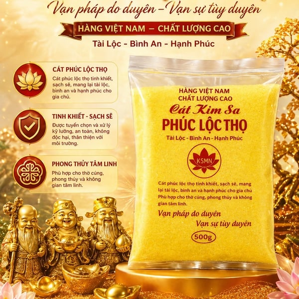 Cát Vàng Kim Sa Cao Cấp Đổ Bát Hương, Lư Hương Chiêu Tài Lộc