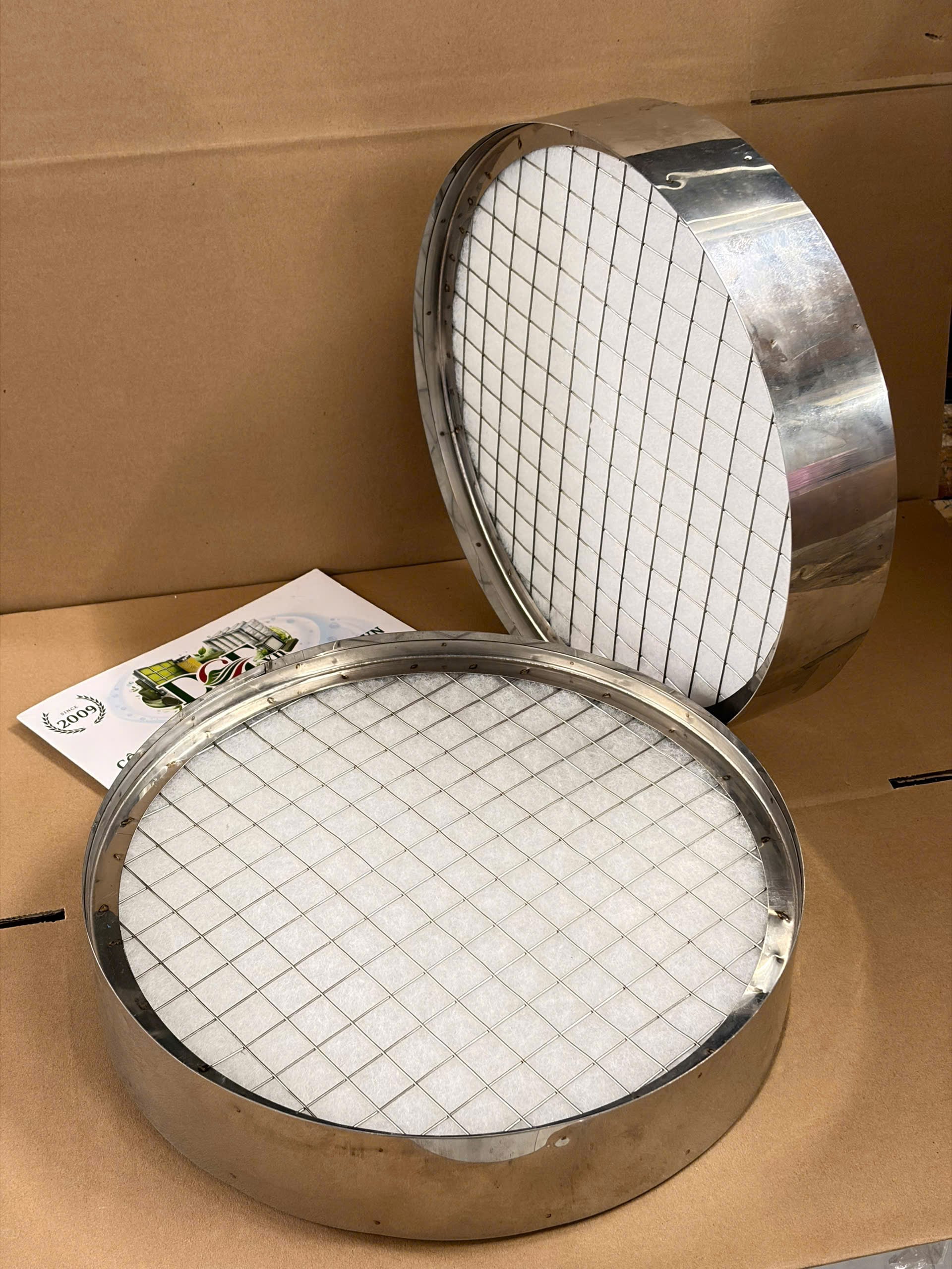 Lõi lọc bụi G4 hình tròn Ø300mm khung inox cho ống gió tròn