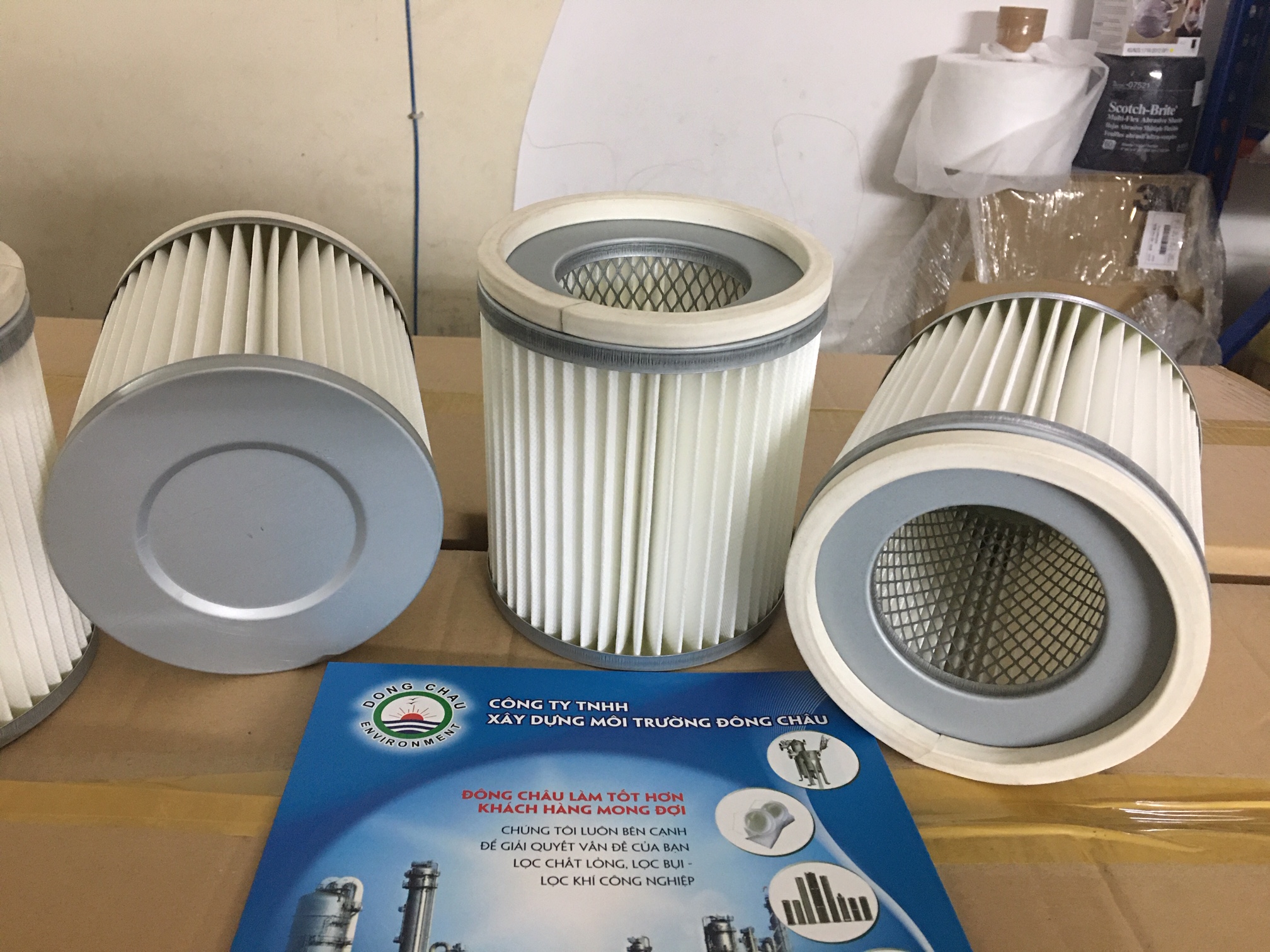 Phin lõi lọc bụi giấy nhựa PE đáy bằng