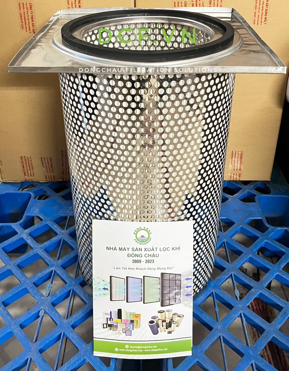 Lõi lọc bụi PE có mâm vuông inox
