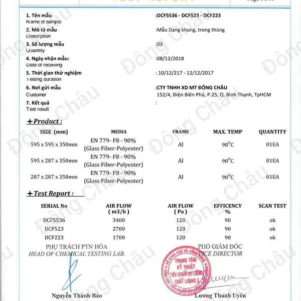 Khung Lọc Túi Medium F8 GI của Đông Châu (DCF.vn) Sản Xuất