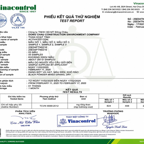 Than hoạt tính DCF cho lọc khí & nước