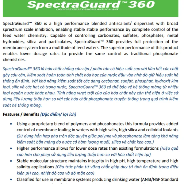 SpectraGuard™ 360: Giải pháp lọc cáu cặn màng RO tối ưu