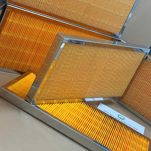Khung Lọc Gió Giấy Cellulose Màu Vàng Xếp Nếp