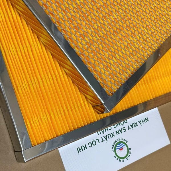 Khung Lọc Gió Giấy Cellulose Màu Vàng Xếp Nếp