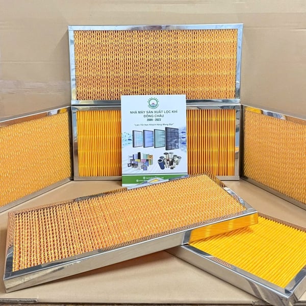 Khung Lọc Gió Giấy Cellulose Màu Vàng Xếp Nếp