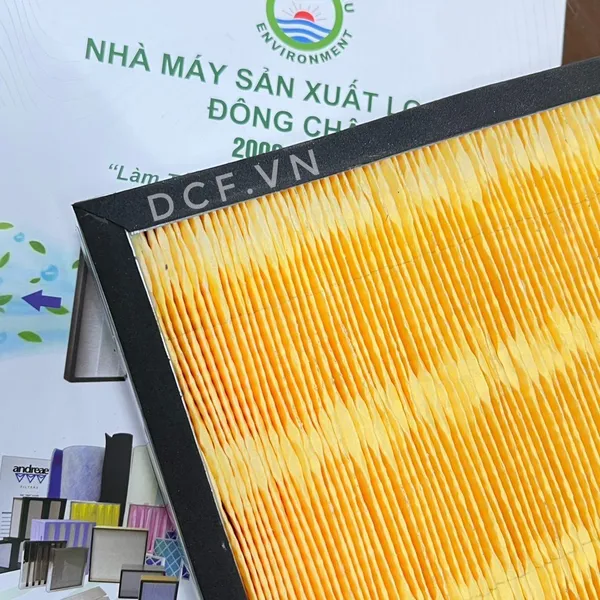 Khung Lọc Gió Giấy Cellulose Màu Vàng Xếp Nếp