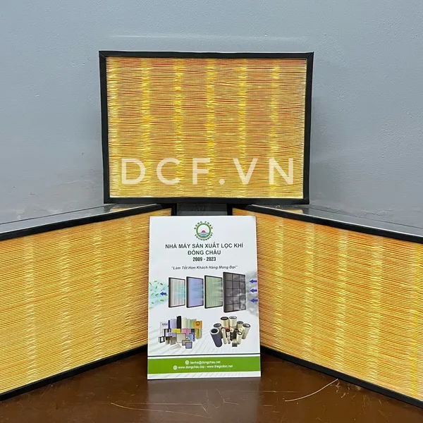 Khung Lọc Gió Giấy Cellulose Màu Vàng Xếp Nếp