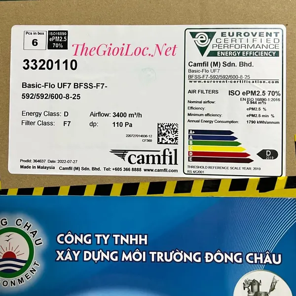 Khung Lọc Túi Medium F7 Basic-Flo Camfil Nhôm