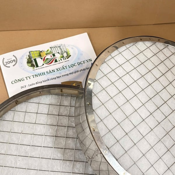 Lõi lọc bụi G4 hình tròn Ø300mm khung inox cho ống gió tròn