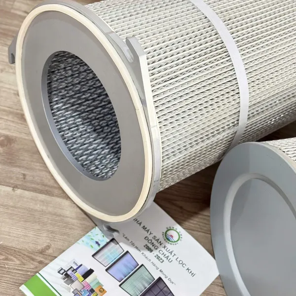 Phin lọc bụi PE 3 ngàm – Nắp sắt – Các lớp nhôm lượn sóng DCF