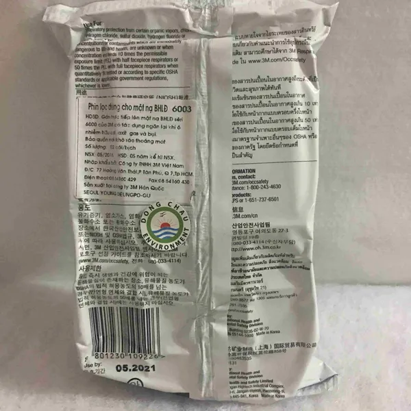 Phin Lọc Hơi Hữu Cơ/Khí Axit 3M™ 6003