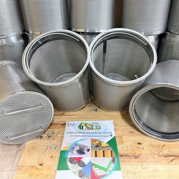 Rổ lọc inox đục lỗ 3mm dày 1mm lưới trong 40 mesh