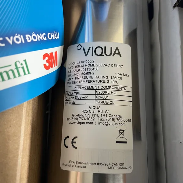VH200/2 Viqua Canada – Bộ Đèn UV Khử Trùng Nước Hiệu Suất Cao