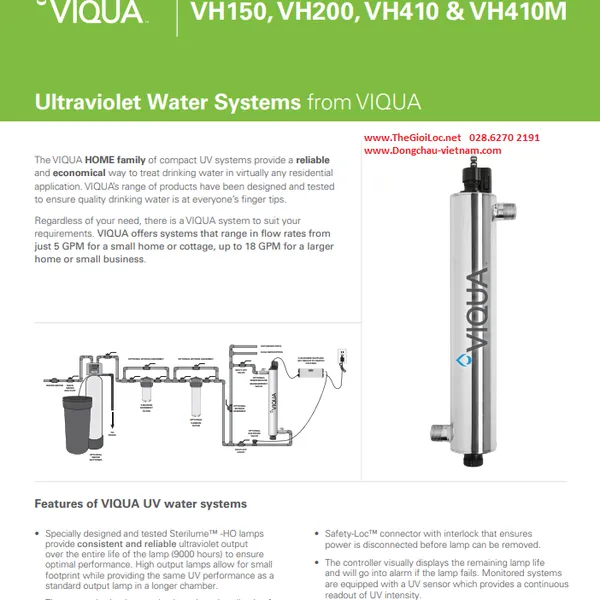 VH200/2 Viqua Canada – Bộ Đèn UV Khử Trùng Nước Hiệu Suất Cao