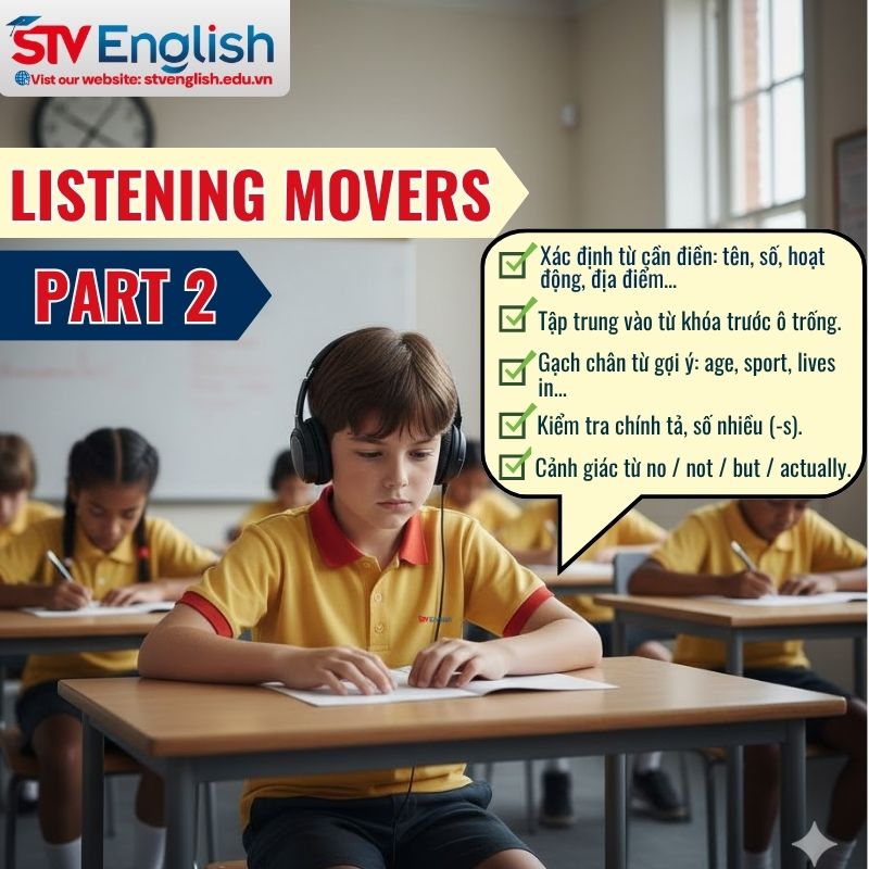Tips ghi điểm trong bài thi Listening Movers Part 2 Tips ghi điểm trong bài thi Listening Movers Part 2
