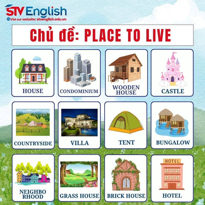 Từ vựng tiếng Anh giao tiếp cho bé: Chủ đề Place to live (Nơi để ở) Từ vựng tiếng Anh giao tiếp cho bé: Chủ đề Place to live (Nơi để ở)