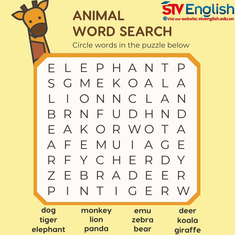Dạy tiếng Anh cho bé 5 tuổi qua trò chơi "Word Search" - Tìm từ Dạy tiếng Anh cho bé 5 tuổi qua trò chơi "Word Search" - Tìm từ