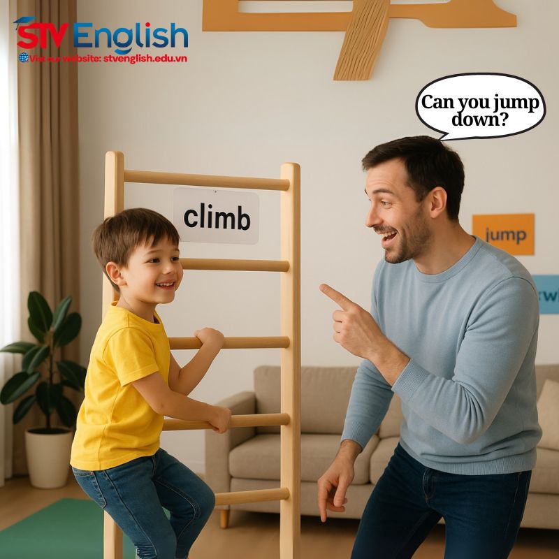 Leo núi giả lập: Dạy tiếng Anh cho bé 6 tuổi qua trò chơi leo trèo Leo núi giả lập: Dạy tiếng Anh cho bé 6 tuổi qua trò chơi leo trèo