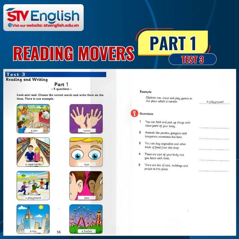 Giải bài Reading Movers Part 1 (Test 3) Giải bài Reading Movers Part 1 (Test 3)