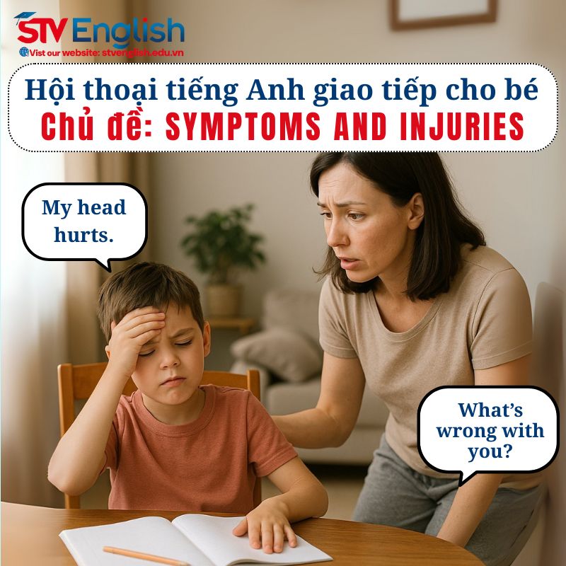 Mẫu hội thoại tiếng Anh giao tiếp cho bé: Chủ đề “Symptoms and Injuries” Mẫu hội thoại tiếng Anh giao tiếp cho bé: Chủ đề “Symptoms and Injuries”