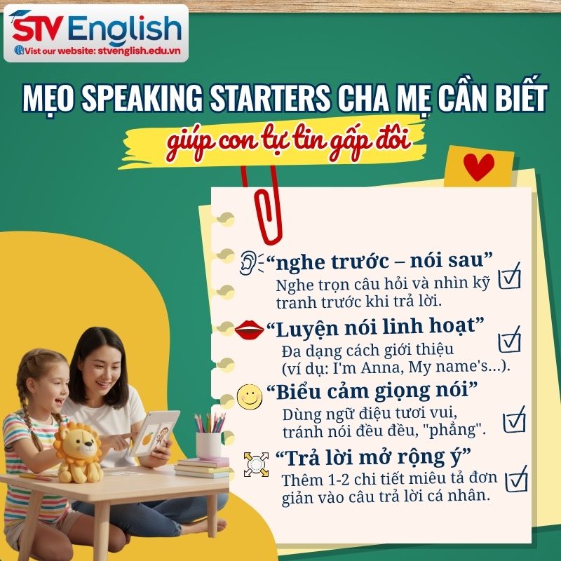 Mẹo đạt điểm Speaking Starters tuyệt đối Mẹo đạt điểm Speaking Starters tuyệt đối