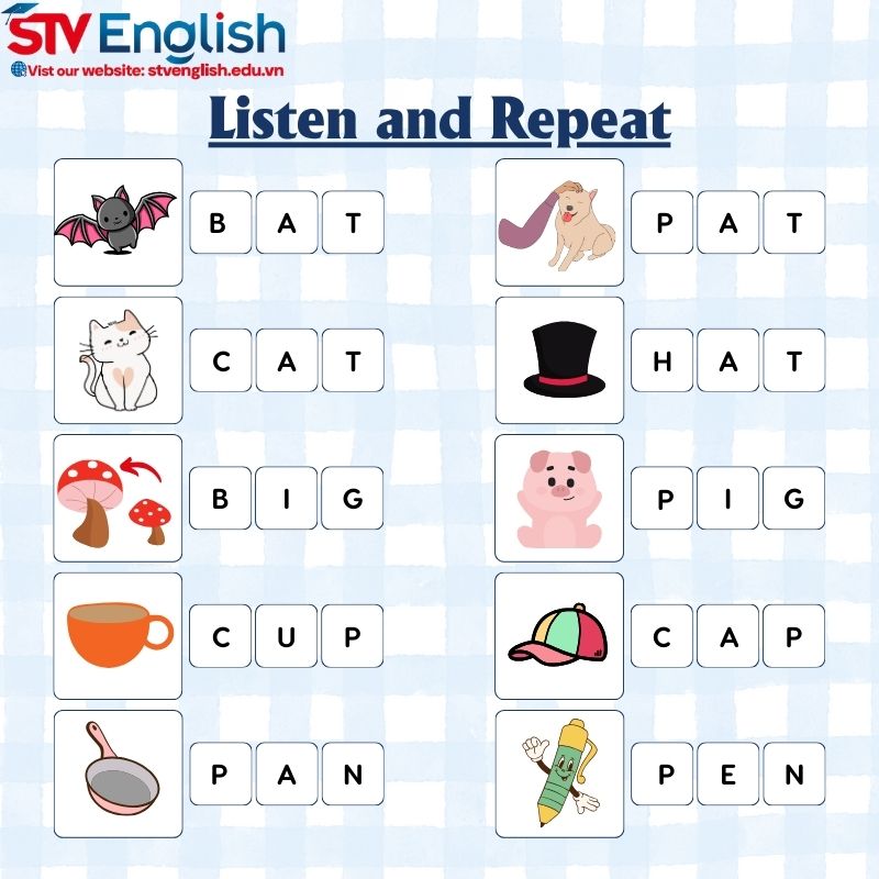 Bài tập tiếng Anh cho bé 5 tuổi: Phân biệt âm Bài tập tiếng Anh cho bé 5 tuổi: Phân biệt âm