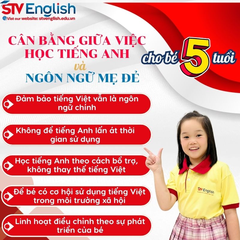 Cân bằng việc học tiếng Anh cho bé 5 tuổi và ngôn ngữ mẹ đẻ Cân bằng việc học tiếng Anh cho bé 5 tuổi và ngôn ngữ mẹ đẻ