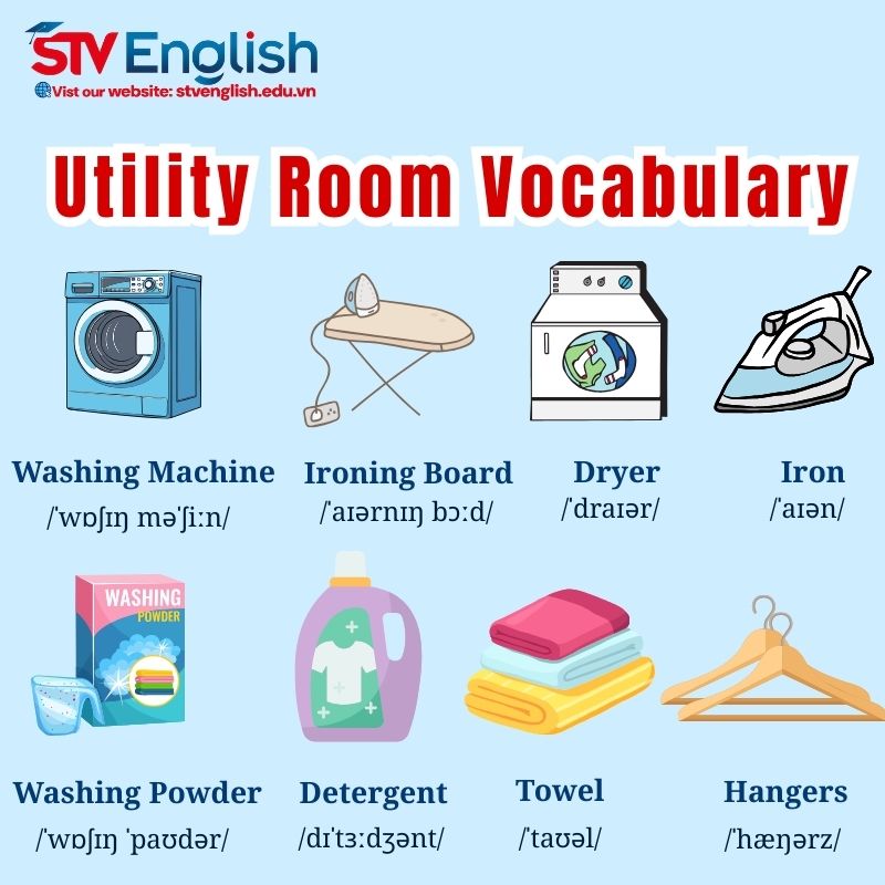 Tiếng Anh giao tiếp cho trẻ em: Từ vựng chủ đề Utility Room Tiếng Anh giao tiếp cho trẻ em: Từ vựng chủ đề Utility Room