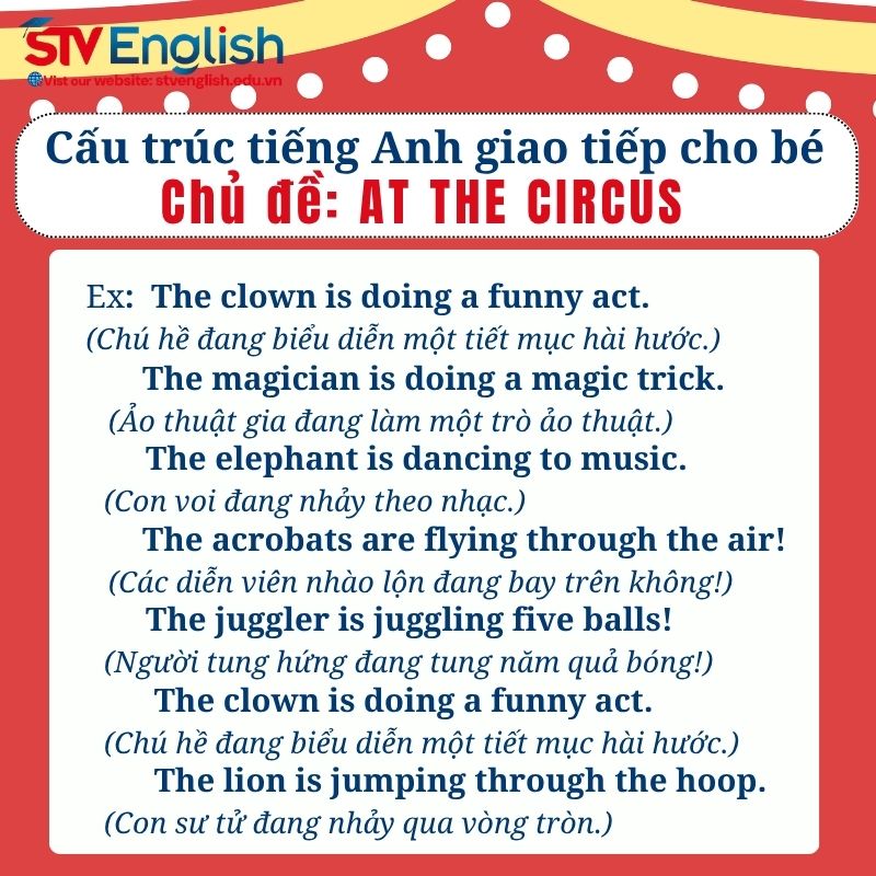 Cấu trúc câu Anh giao tiếp cho bé: Chủ đề “At the Circus” Cấu trúc câu Anh giao tiếp cho bé: Chủ đề “At the Circus”