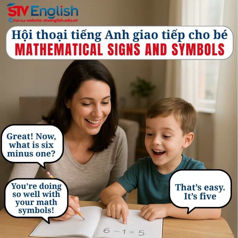 Mẫu hội thoại tiếng Anh giao tiếp cho bé: Chủ đề Mathematical Signs and Symbols Mẫu hội thoại tiếng Anh giao tiếp cho bé: Chủ đề Mathematical Signs and Symbols
