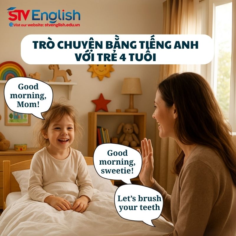 Cách trò chuyện tiếng Anh với bé 4 tuổi theo các tình huống hàng ngày. Cách trò chuyện tiếng Anh với bé 4 tuổi theo các tình huống hàng ngày.