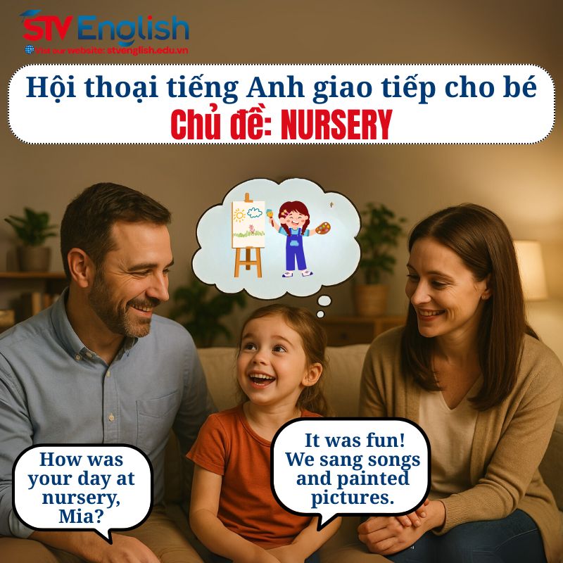 Mẫu hội thoại tiếng Anh giao tiếp cho bé: Chủ đề Nursery (Nhà trẻ) Mẫu hội thoại tiếng Anh giao tiếp cho bé: Chủ đề Nursery (Nhà trẻ)