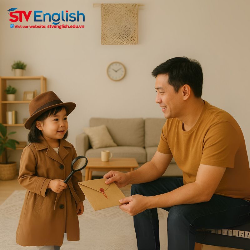 Dạy tiếng Anh cho bé 6 tuổi qua trò chơi "giải mật thư ngữ pháp". Dạy tiếng Anh cho bé 6 tuổi qua trò chơi "giải mật thư ngữ pháp".