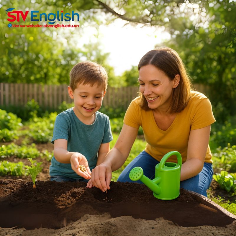Làm vườn cùng mẹ: Dạy tiếng Anh cho bé 6 tuổi qua hoạt động trồng cây Làm vườn cùng mẹ: Dạy tiếng Anh cho bé 6 tuổi qua hoạt động trồng cây