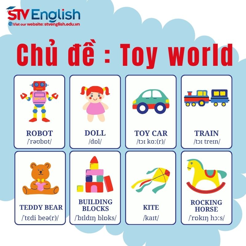 Từ vựng tiếng Anh giao tiếp cho trẻ em: Chủ đề Toy World Từ vựng tiếng Anh giao tiếp cho trẻ em: Chủ đề Toy World