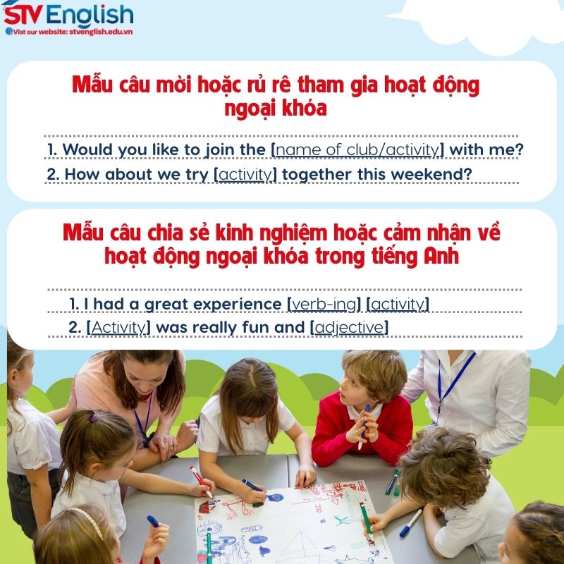 Mẫu câu mời hoặc rủ rê tham gia hoạt động ngoại khóa bằng tiếng Anh cho bé Mẫu câu mời hoặc rủ rê tham gia hoạt động ngoại khóa bằng tiếng Anh cho bé