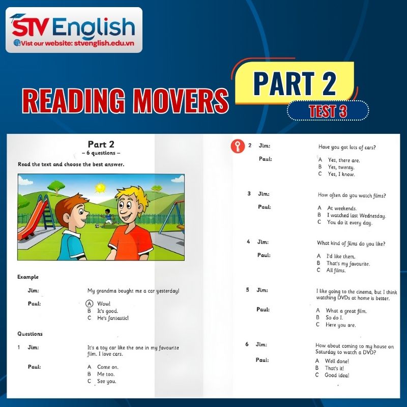 Giải chi tiết Reading Movers Part 2 (Test 3) Giải chi tiết Reading Movers Part 2 (Test 3)